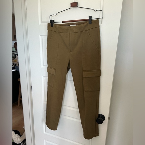 Anthropologie Green Cargo Trousers High-Waisted Slim-Fit - Picture 2 of 4